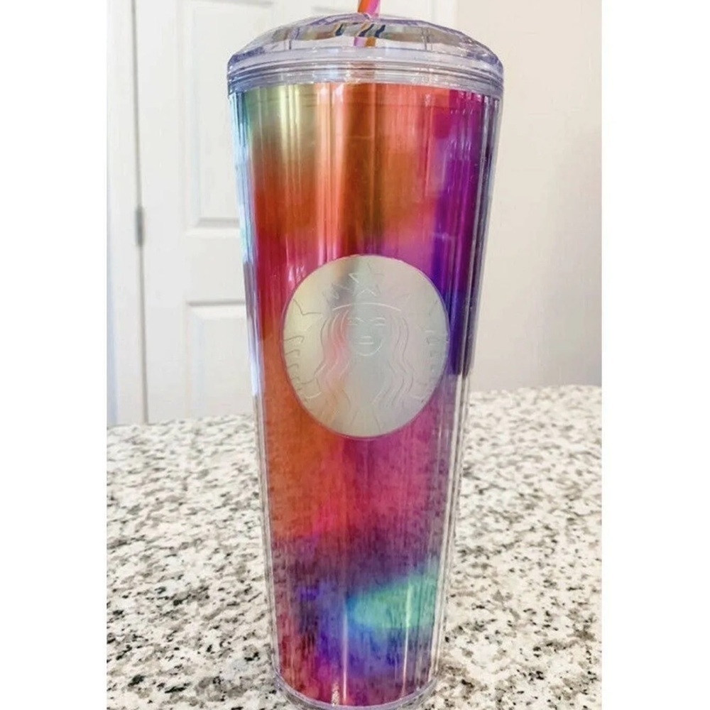 Starbucks Rainbow Kaleidoscope limited edition venti tumbler with straw